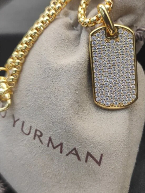 🔶David's Cool and Chic Full Diamond Military Tag Necklace💫 - Picture 6 of 8